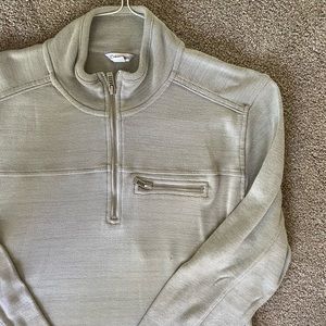 CALVIN KLEIN Cream Lightweight 3/4 Zip Pullover Sweater Shirt Long Sleeve Large